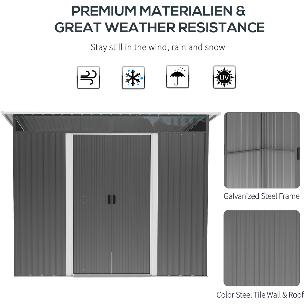 Outsunny 9 x 6ft Grey Metal Storage Shed Image 6