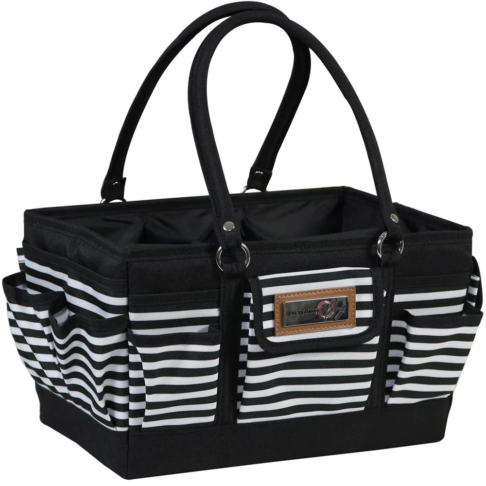 Everything Mary EVM12776-2 Black White Stripe Deluxe Store Collapsible Tote Caddy 30.5 x 22 x 19cm Image 3
