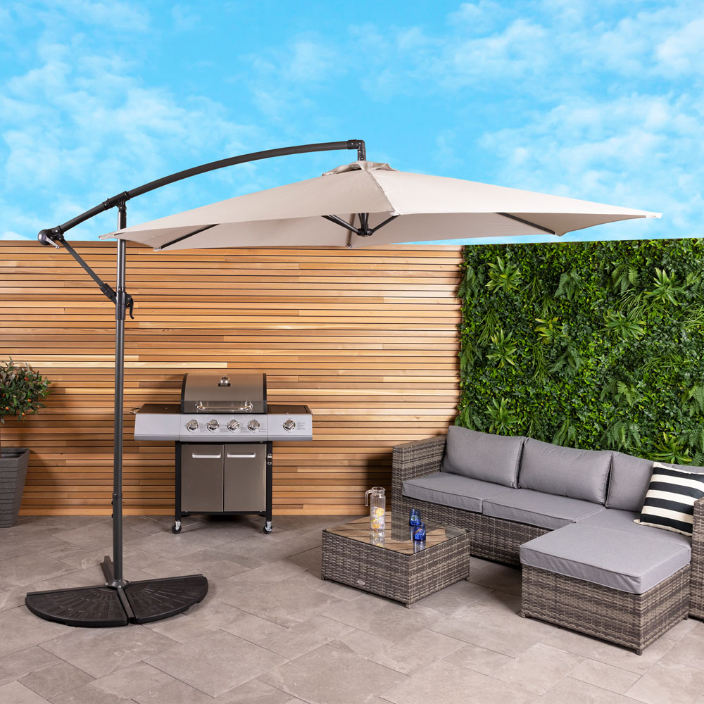 Charles Bentley Light Grey Hanging Cantilever Parasol 3m Image 2
