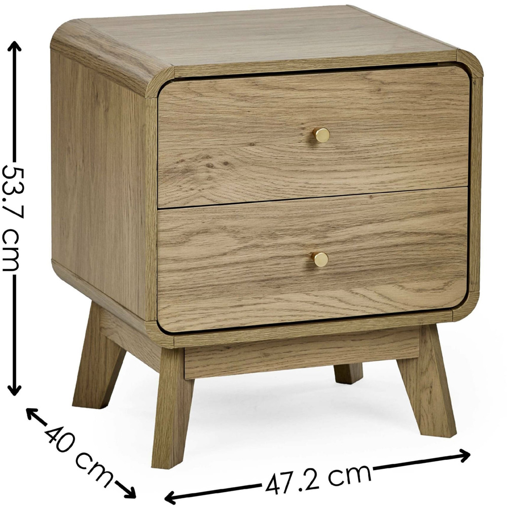 Julian Bowen Ingrid 2 Drawer Oak Bedside Table Image 9