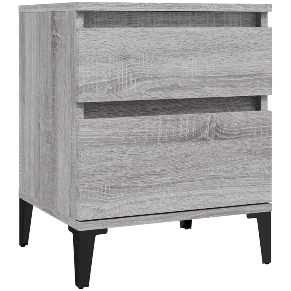 vidaXL 2 Drawer Grey Sonoma Bedside Table Set of 2 Image 6