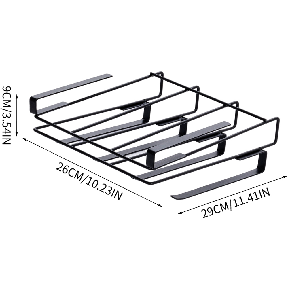 Living and Home Black Under Cabinet Storage Rack with Hanger Bars Image 8