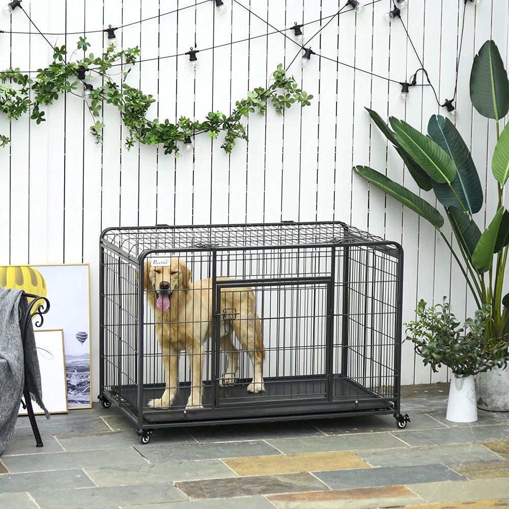 PawHut 125 x 76 x 81cm Metal Dog Cage Kennel Image 9