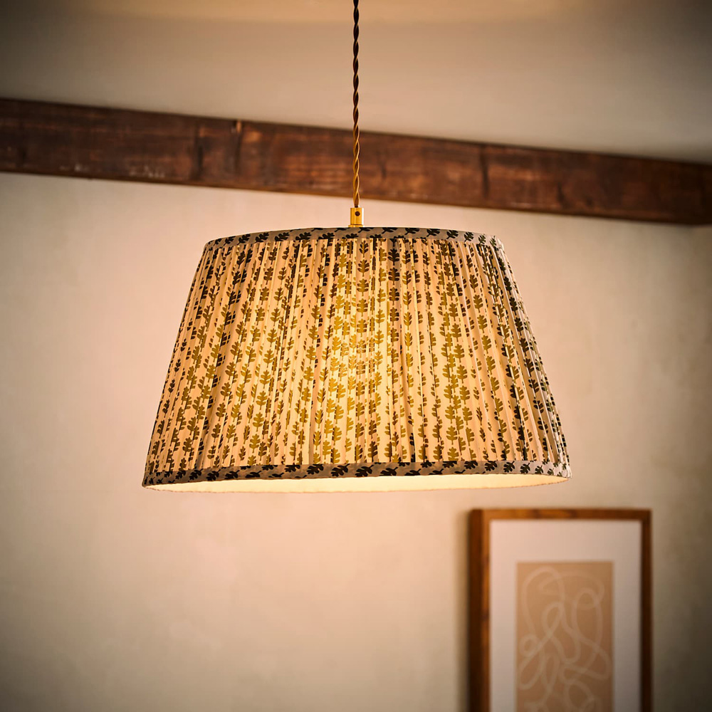 ValueLights Grange Green Floral Pleated Large Pendant Shade Image 6