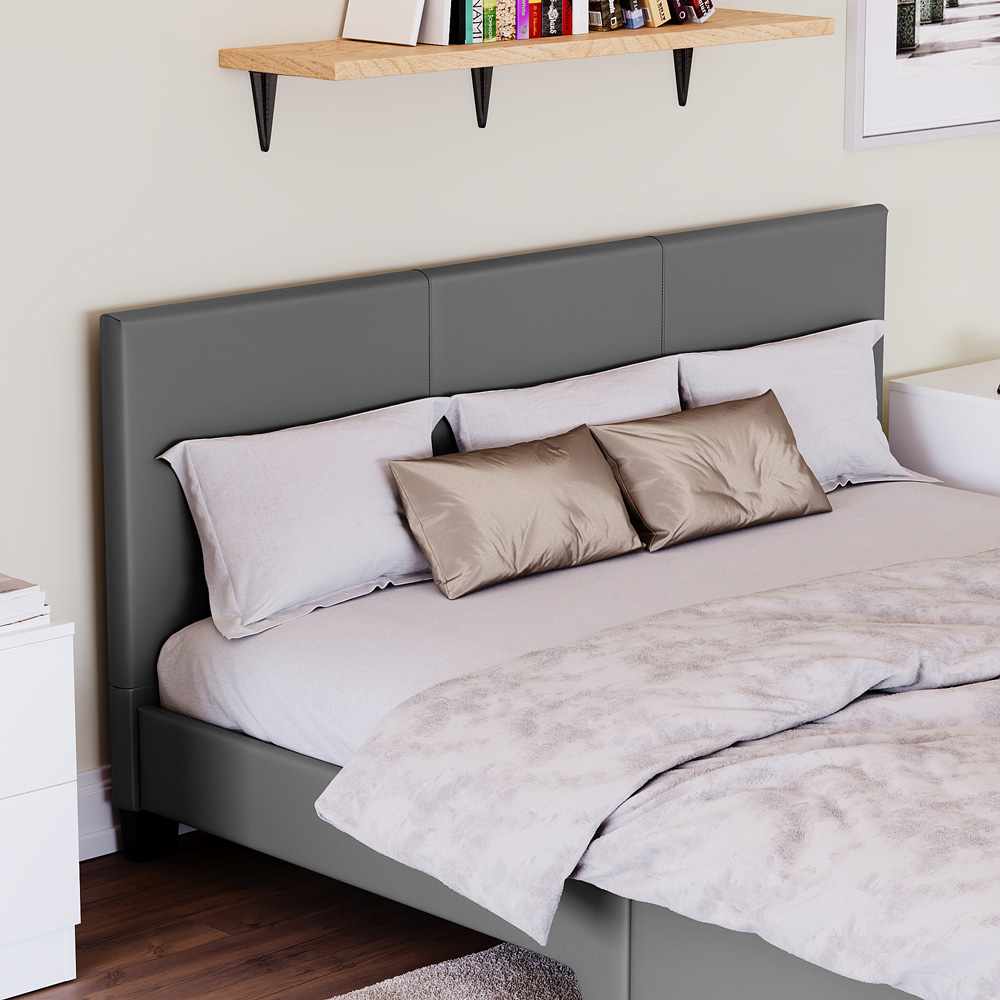 Vida Designs Lisbon King Size Grey Faux Leather Bed Frame Image 3