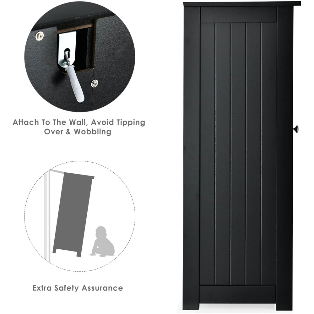 Costway Single Door 3 Drawer Black Freestanding Bathroom Cabinet Image 8