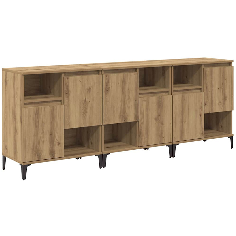 vidaXL 2 Door 2 Shelf Artisan Oak Compact Sideboard Set of 3 Image 2