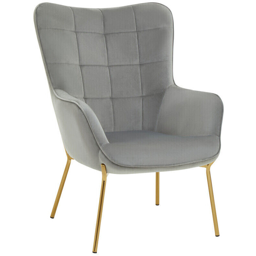 Premier Housewares Stockholm Gold and Grey Velvet Armchair Image 2