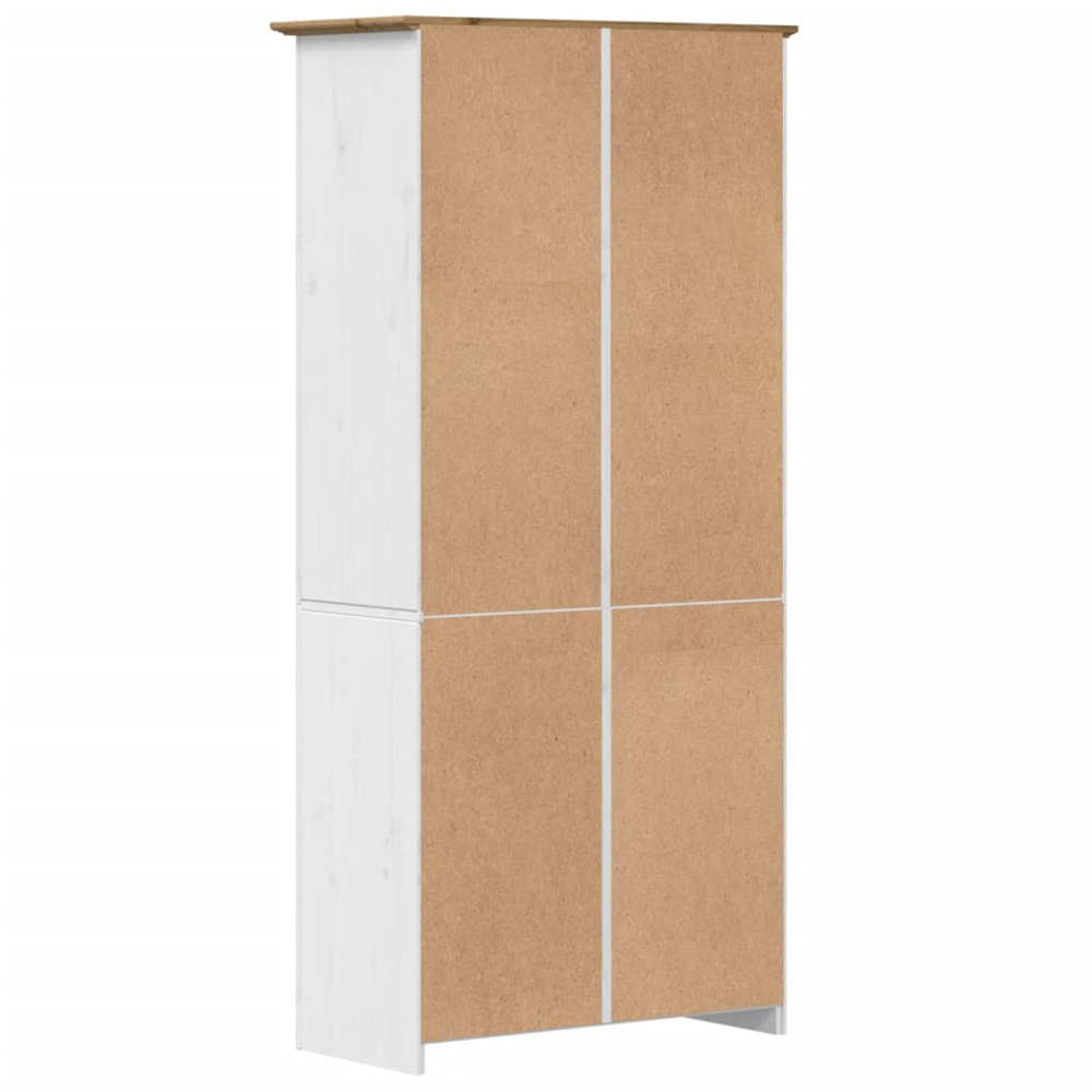 vidaXL Bodo 2 Door 3 Shelf White and Brown Solid Pine Wood Bookcase Image 6