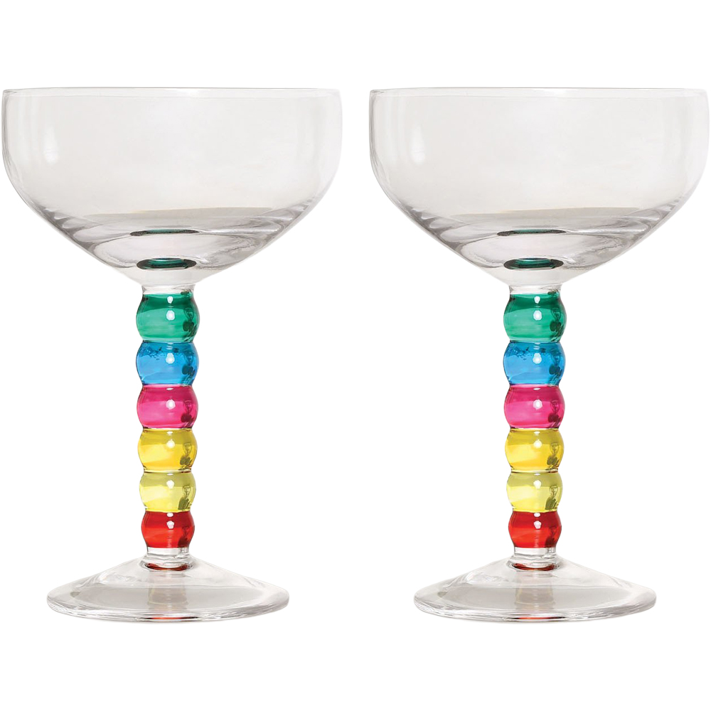 Pack of 2 Multicolour Bobble Coupe Glasses - Multicolour Image 1