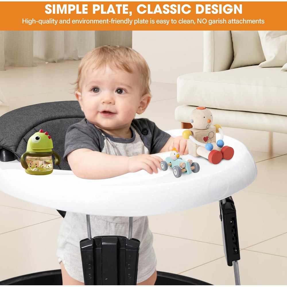 Alivio Black and White Height Adjustable Foldable Baby Walker Image 7