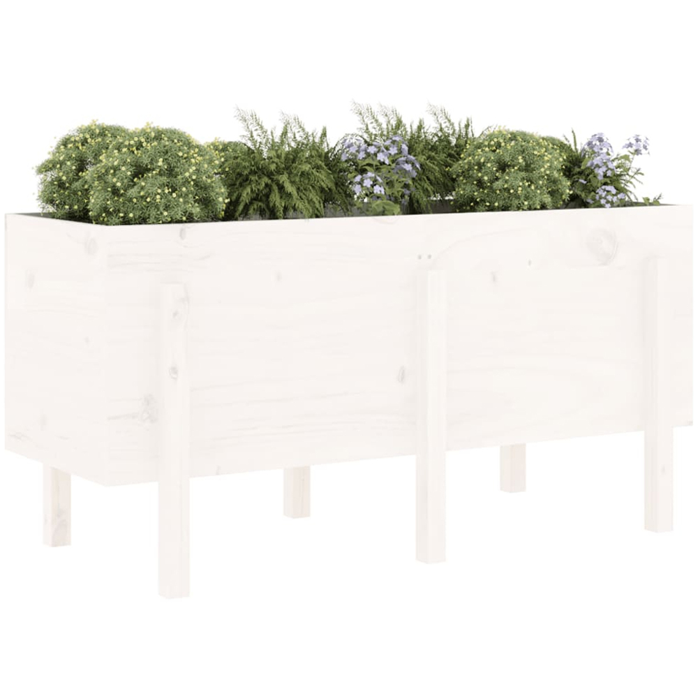 vidaXL White Solid Pine Rectangular Garden Raised Bed 121 x 50 x 57cm Image 2