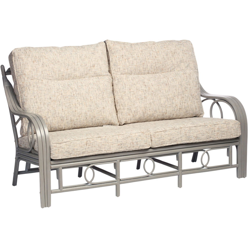 Desser Furniture Madrid 3 Seater Grey Natural Rattan Farrow Sofa Image 2