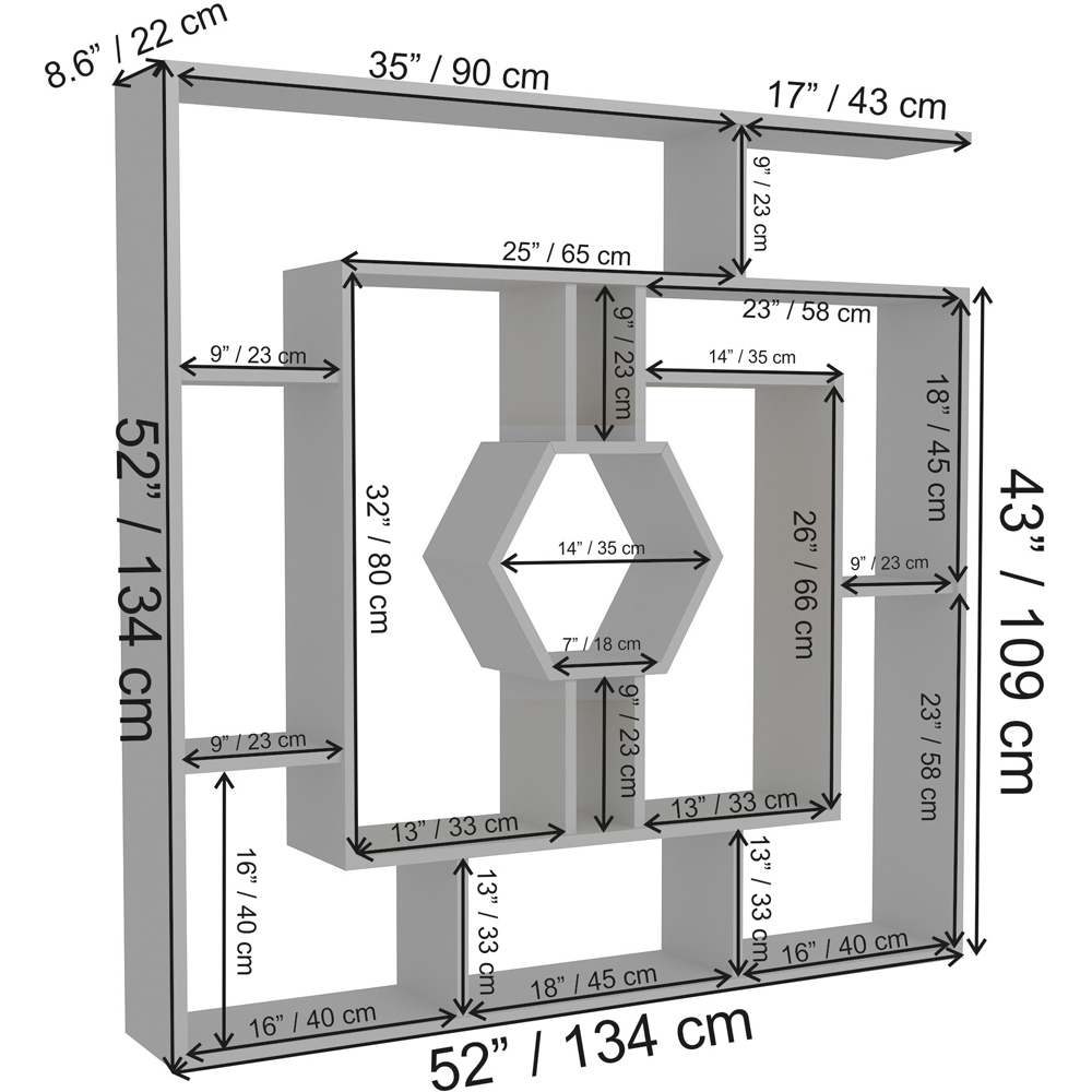 Decorotika Labrina 12 Shelf White Hexagonal Geometric Bookcase Image 5