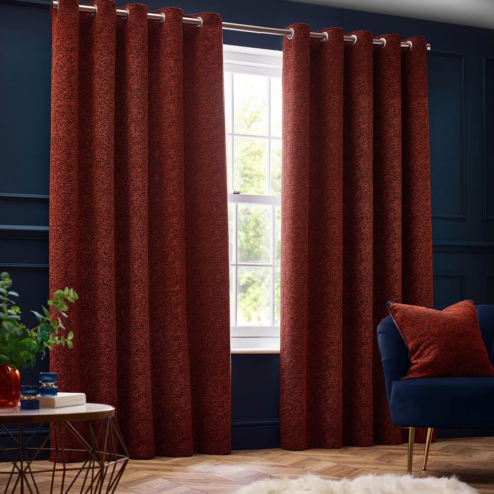 Paoletti Galaxy Copper Chenille Eyelet Curtain 229 x 229cm Image 1