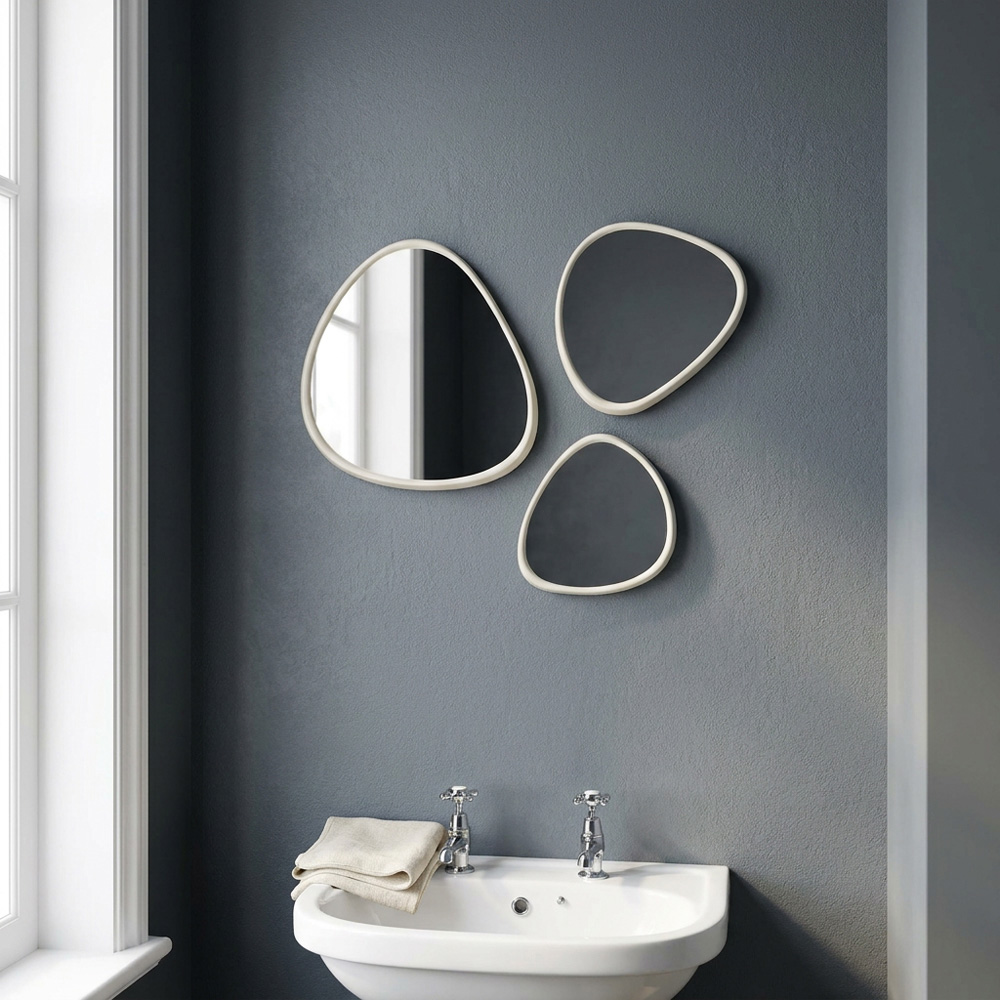 Set of 3 Stone Organic Shape Mirrors Image 8