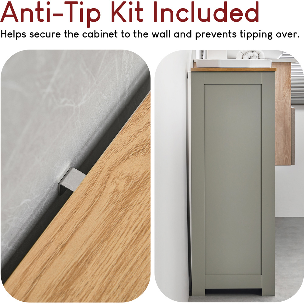 Bath Vida Priano Single Door 4 Drawer Grey Floor Cabinet Image 5