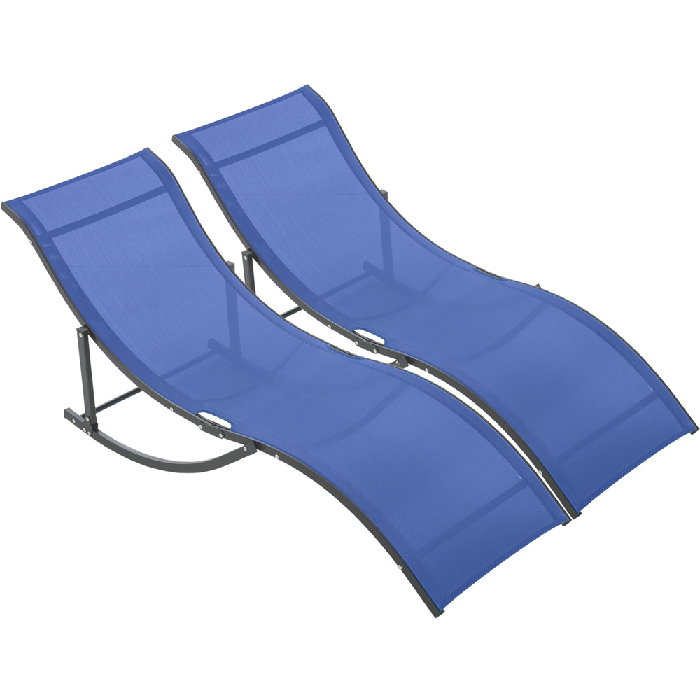 Outsunny Set of 2 Blue S Shaped Foldable Recliner Sun Lounger Image 2