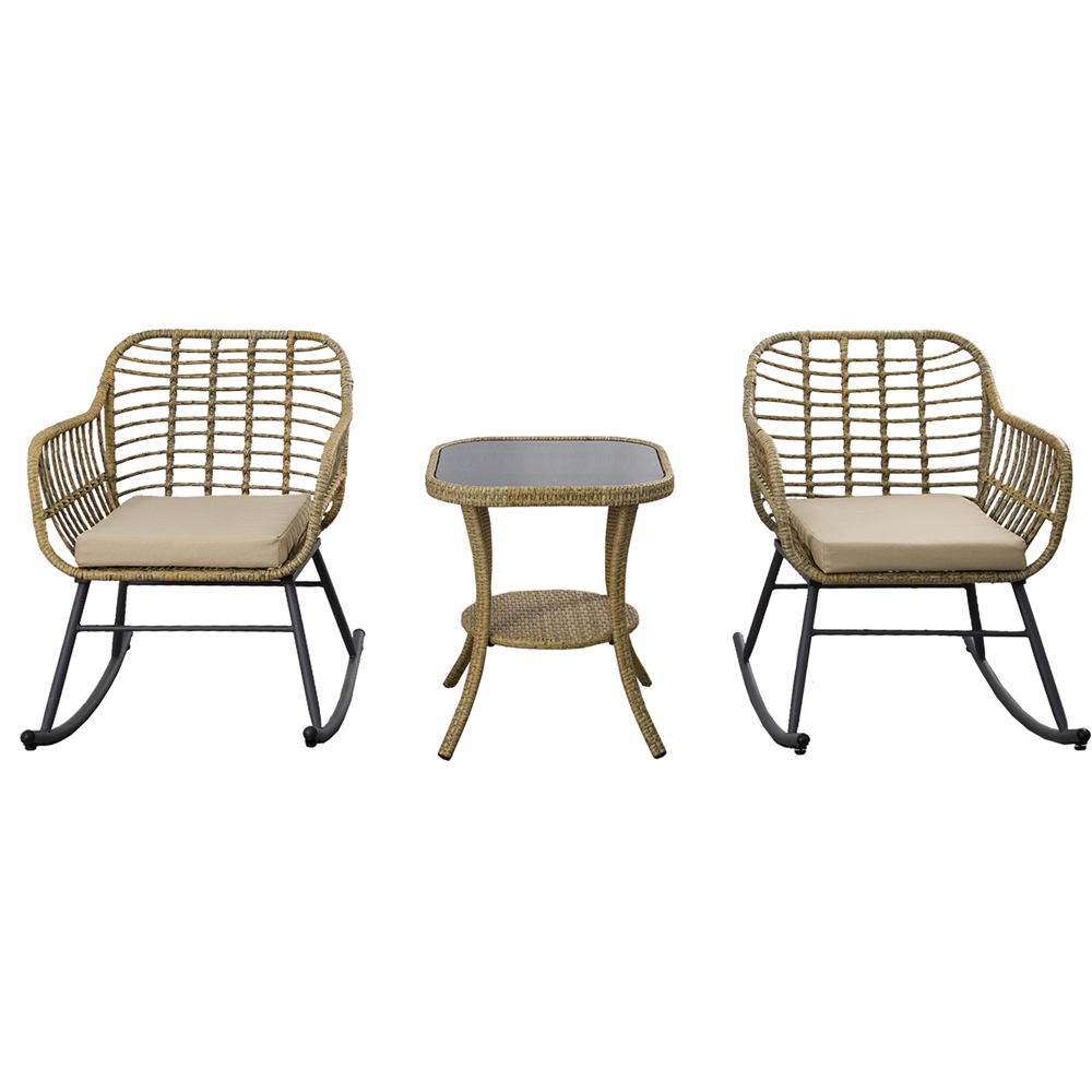 Furniture One 2 Seater Rattan Garden Rocking Lounge Set Image 2