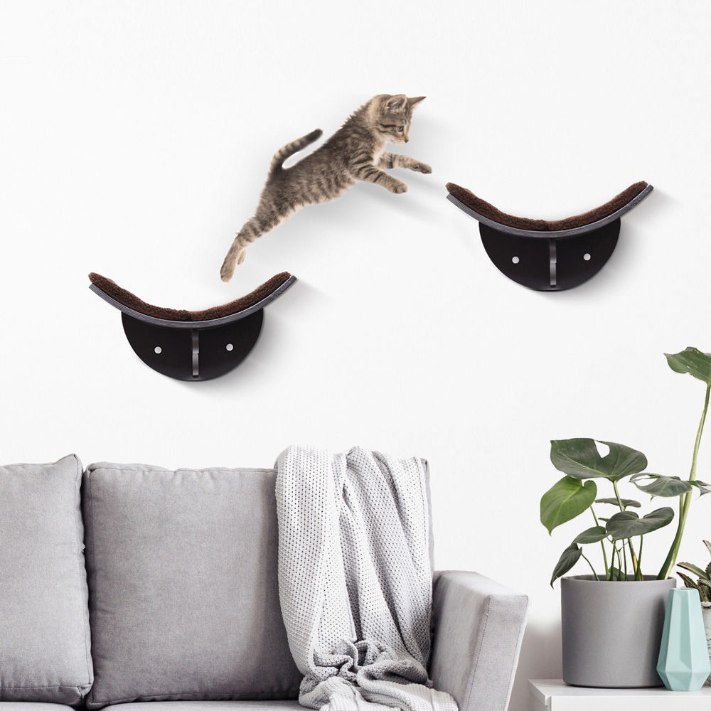 PawHut Brown Wall Mounted Shelf Perch Cat Bed Image 6