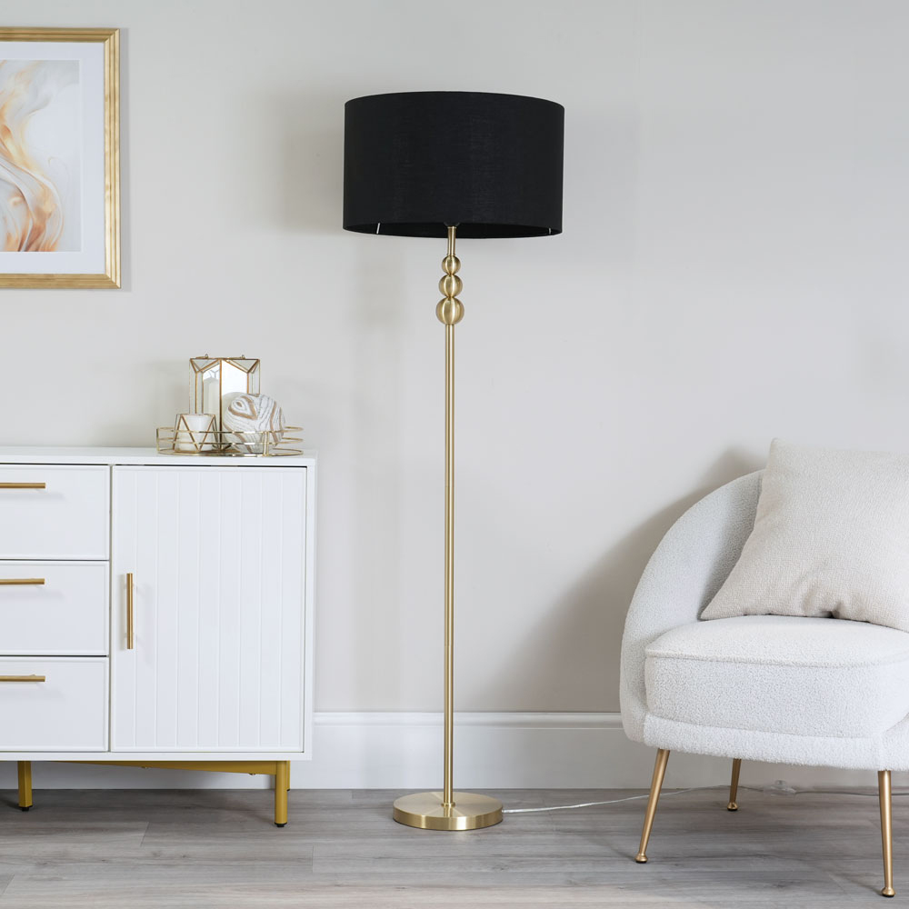 ValueLights Marissa Black Shade Gold Ball LED Floor Lamp Image 5