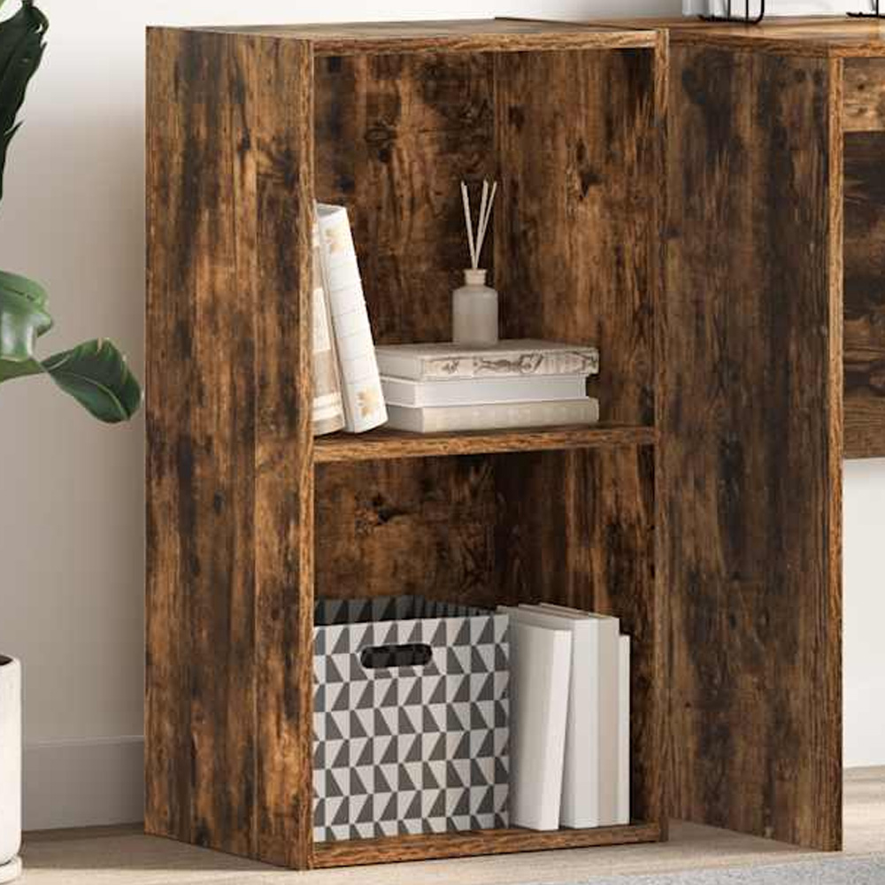 vidaXL 2 Shelf Smoked Oak Bookcase Image 1