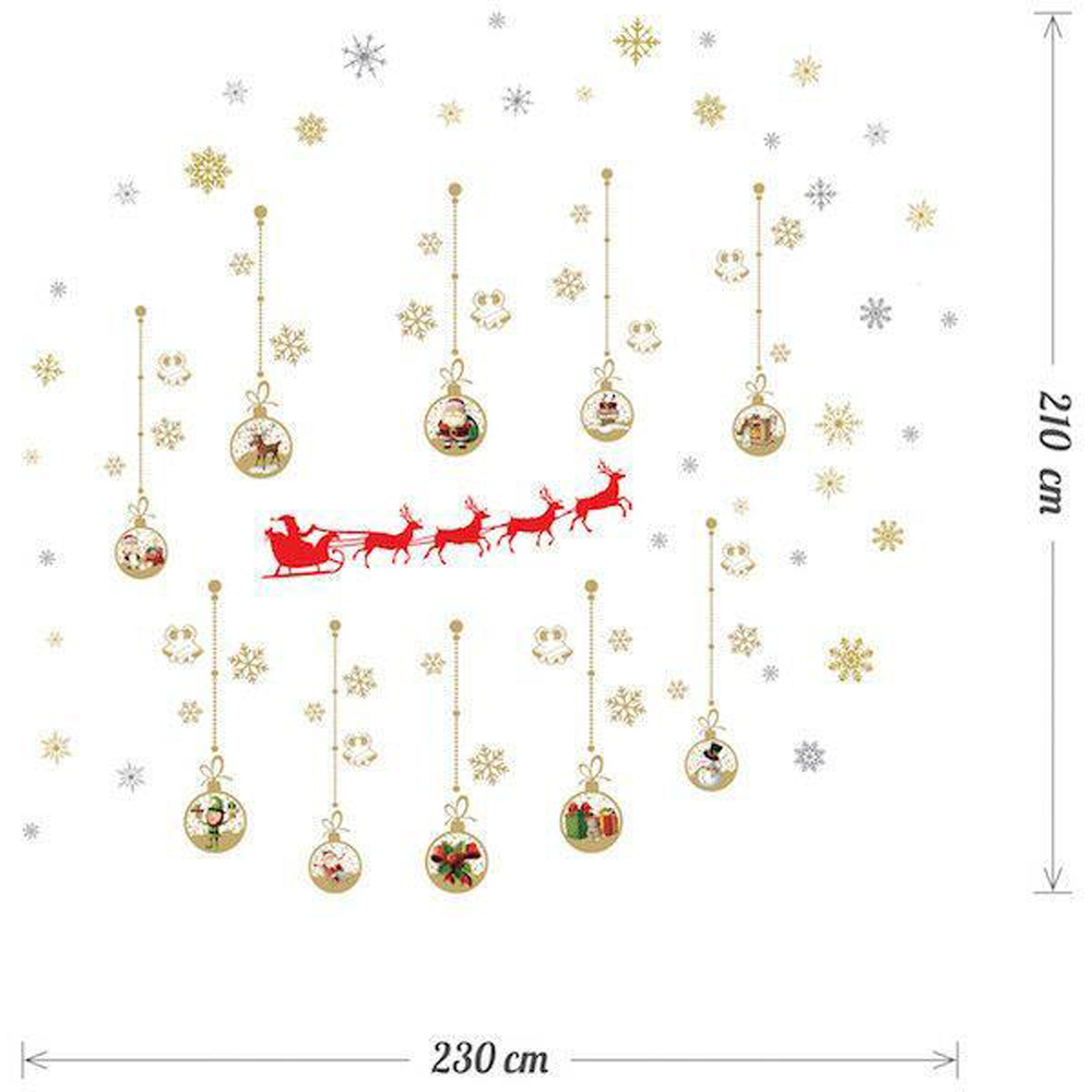 Walplus Shining Gold Baubles with Santa Sleigh Self Adhesive Wall Sticker Image 4