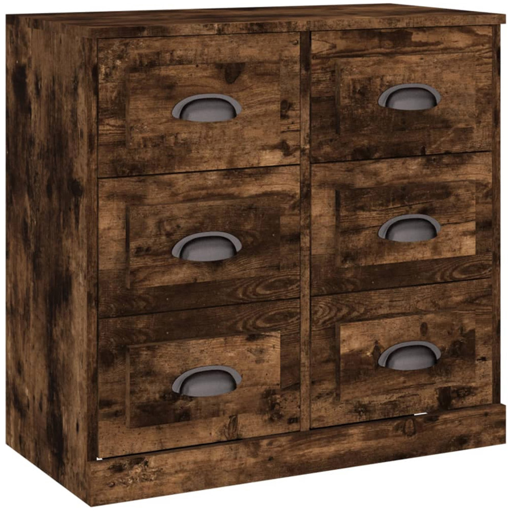 vidaXL 6 Drawer Smoked Oak Sideboard Image 2