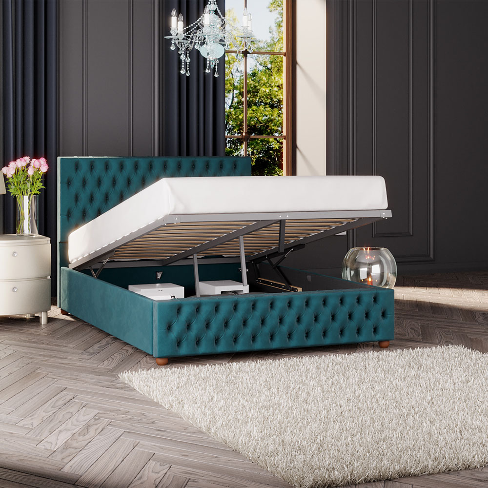 Laurence Llewelyn Bowen Seren Small Double Emerald Plush Velvet Ottoman Bed Image 2
