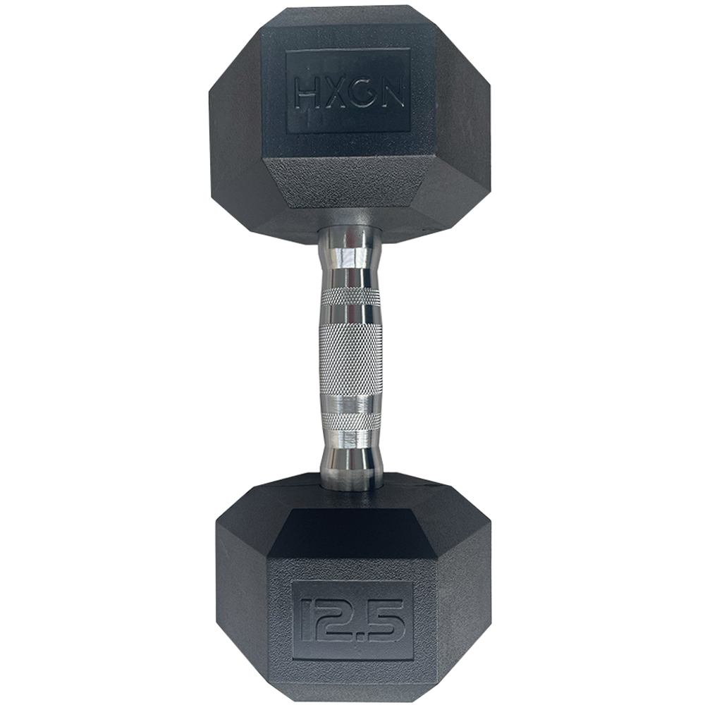 HXGN Pro Hex Black Dumbbell 12.5kg 2 Pack Image 6