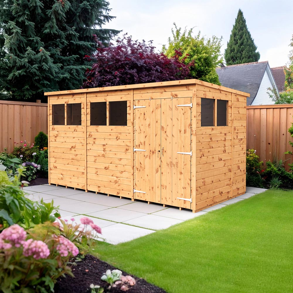 Empire Sheds 12 x 6ft Double Door Tongue and Groove Wooden Pent Garden Shed Image 2