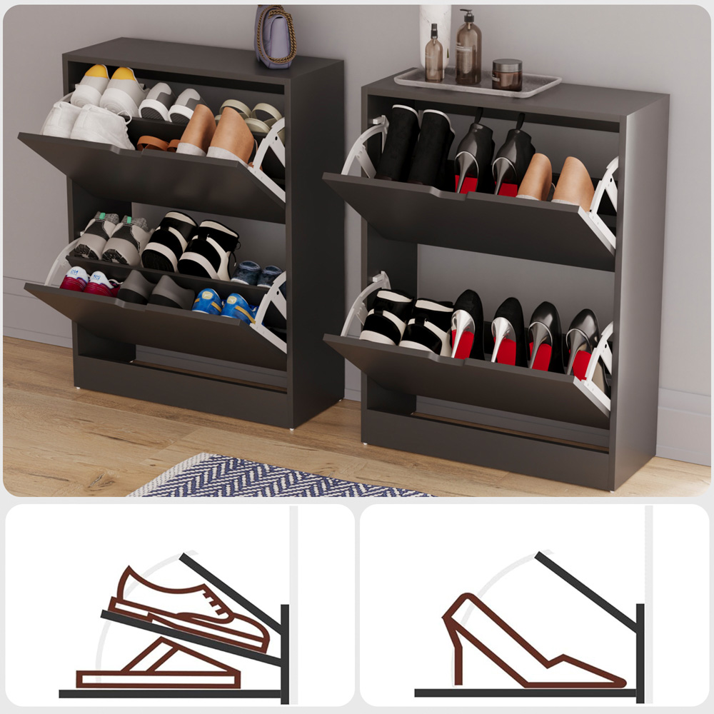 Vida Designs 2 Drawer Black Shoe Cabinet Image 5