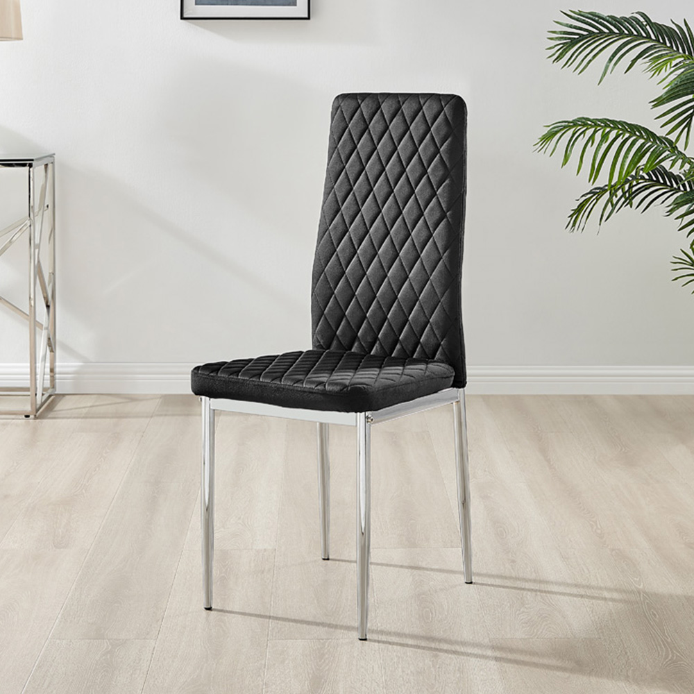 Furniturebox Lucia Valera 6 Seater Dining Set Grey Gloss Black and Gold Image 3