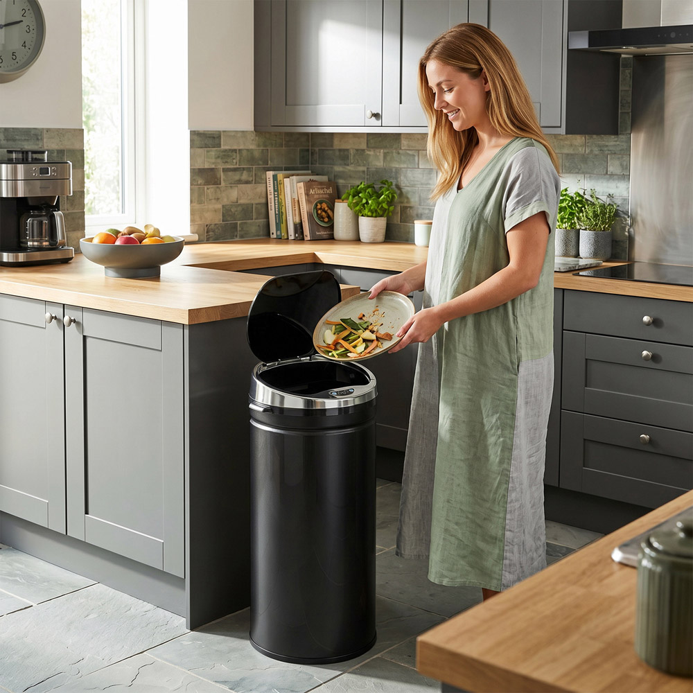HOMCOM Black Stainless Steel Soft Close Sensor Bin 42L Image 4