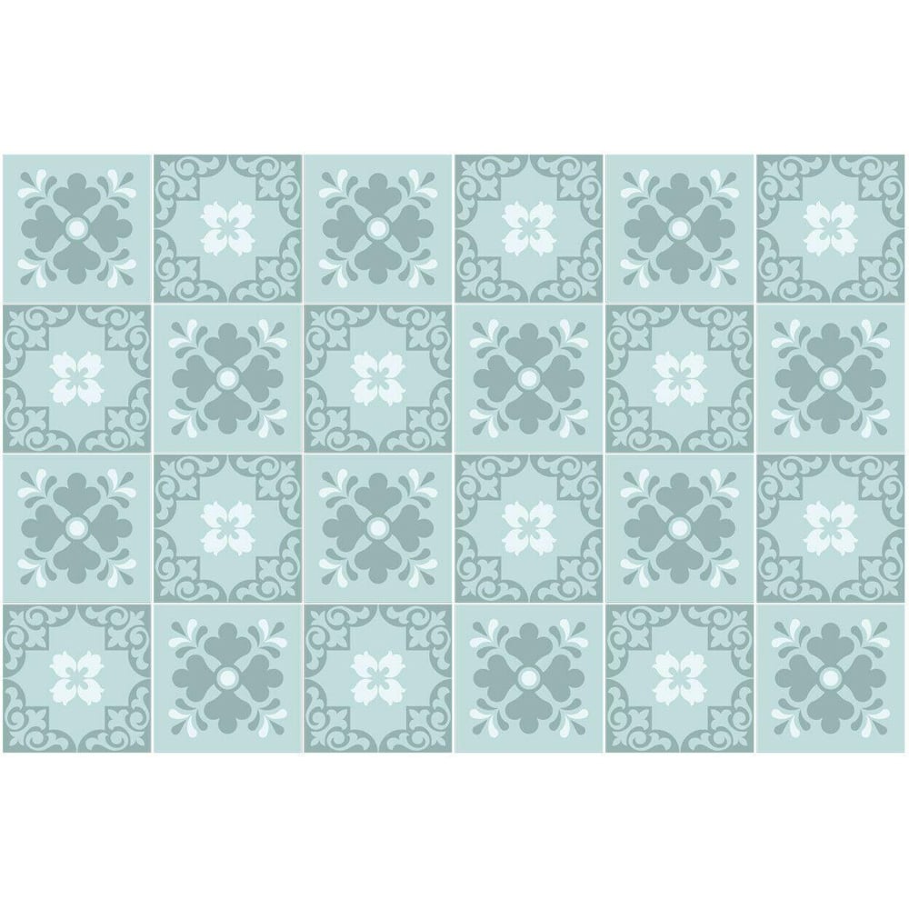 Walplus Jan Floral Light Blue Victorian Tile Sticker 24 Pack Image 2