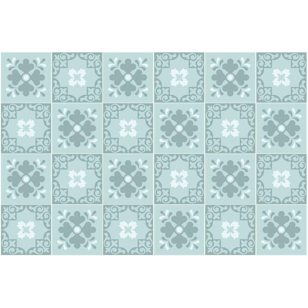 Walplus Jan Floral Light Blue Victorian Tile Sticker 24 Pack Image 2