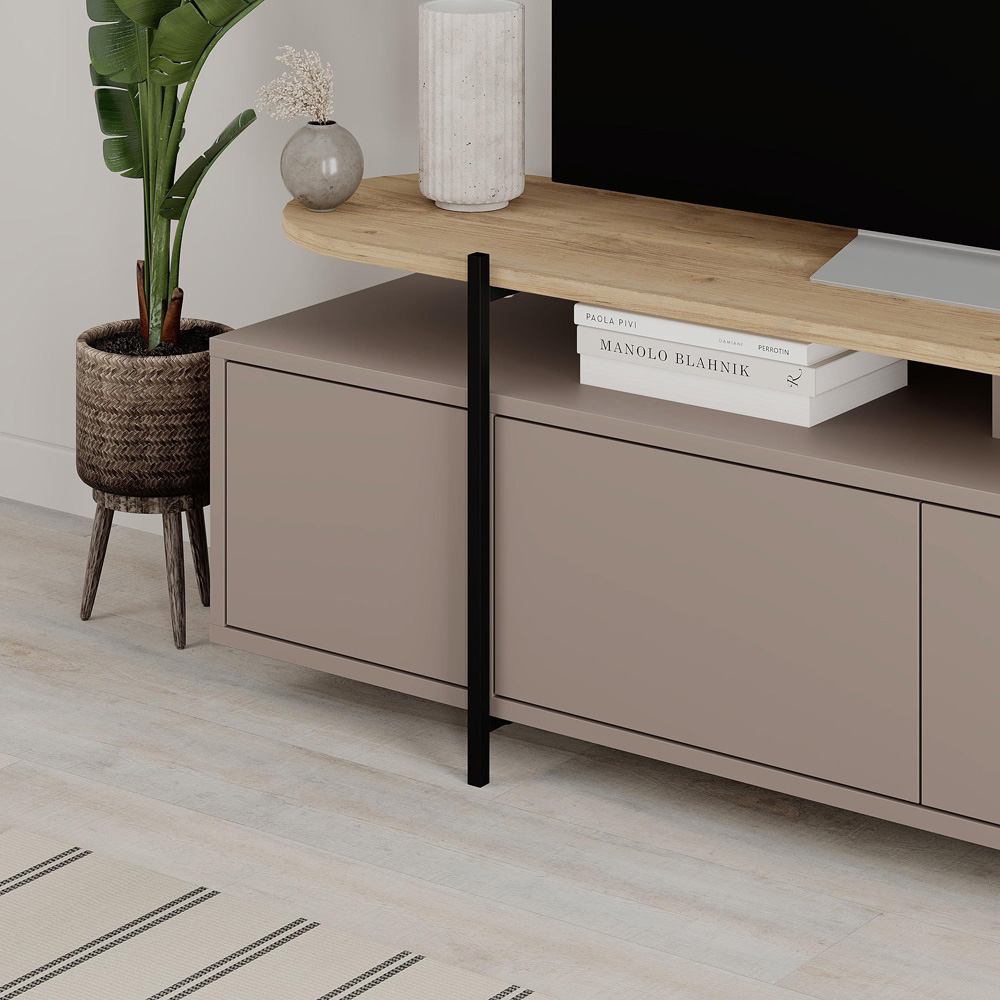 Decortie Hanley 4 Door Light Mocha TV Stand Image 5