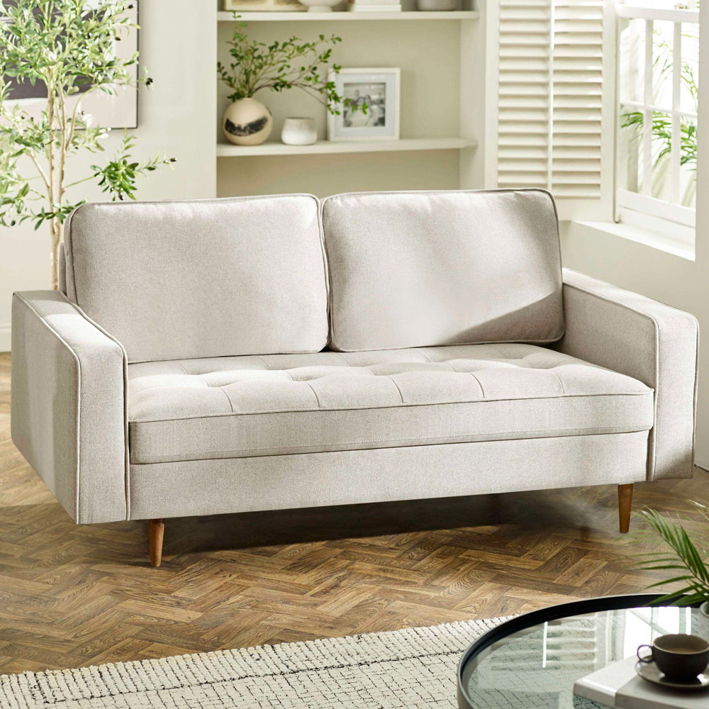 Julian Bowen Henrietta 3 Seater Beige Chenille Upholstered Sofa Image 1
