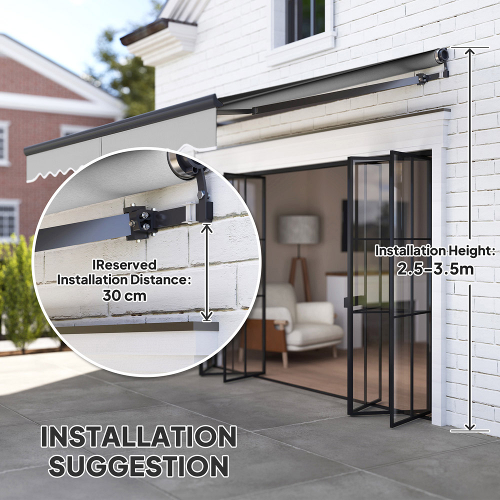 Outsunny 3.5 x 2.5m Light Grey Electric Retractable Awning Image 7