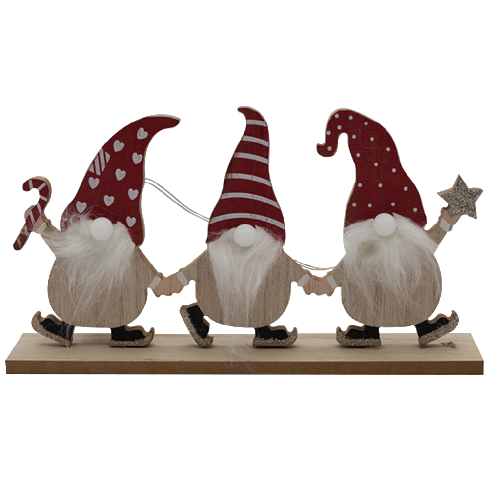 Marco Paul 3 Warm White LED Santa's On Stand Standing Decoration Image 1