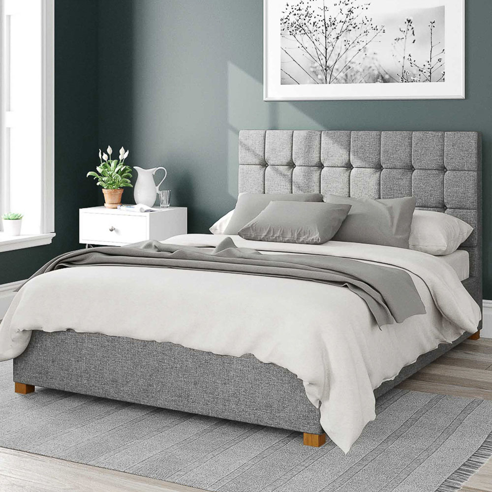 Aspire Sinatra Super King Grey Saxon Twill Ottoman Bed Image 1
