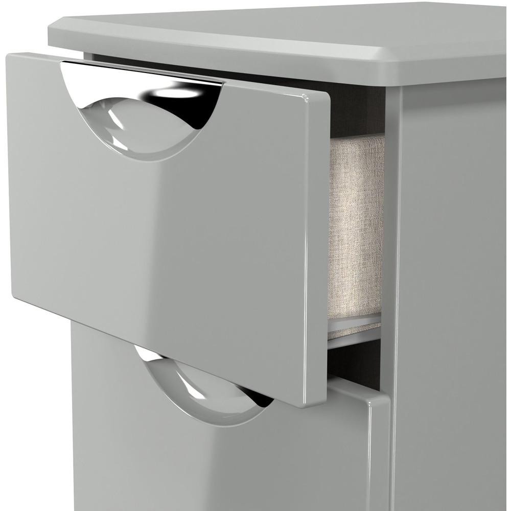Crowndale Camden 2 Drawer Grey Gloss and Dusk Grey Compact Bedside Cabinet Ready Assembled Image 6
