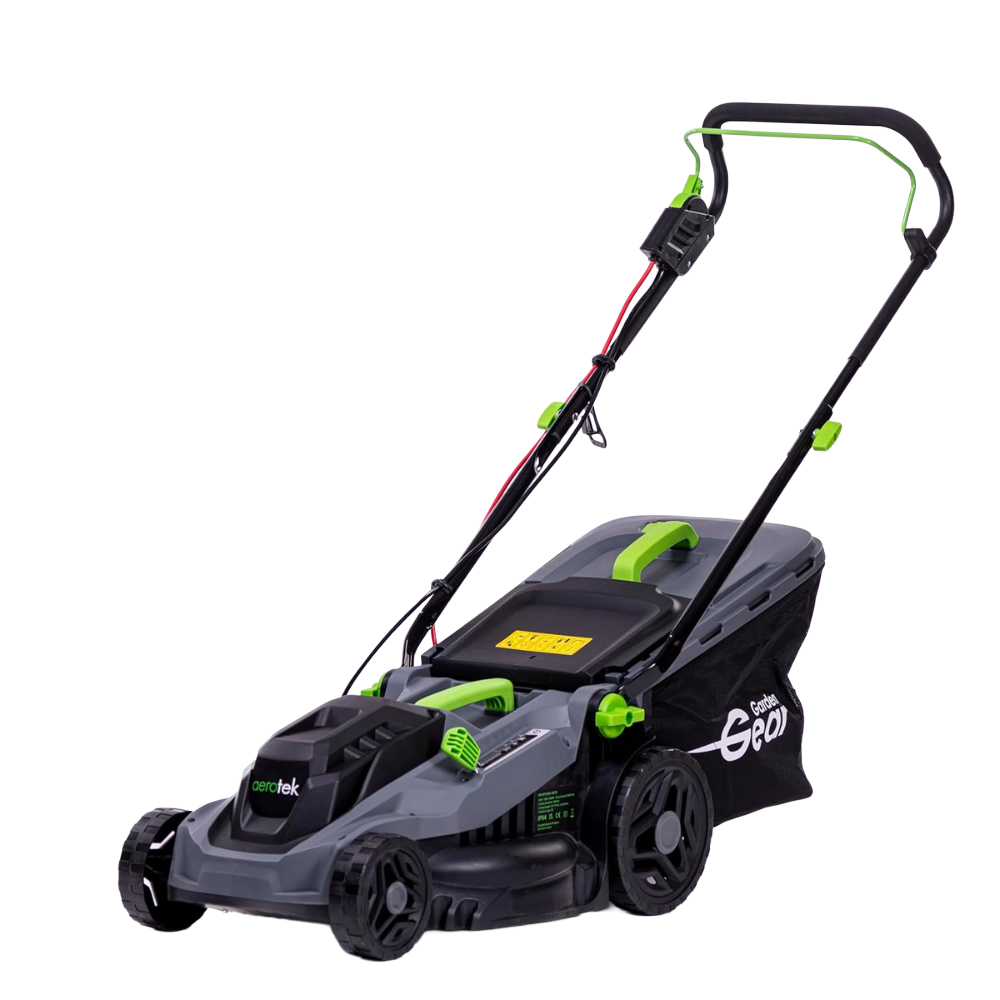 Aerotek 1600W Hand Propelled 38cm Lawn Mower and Garden Gear 12V Cordless Grass Trimmer Bundle Image 3
