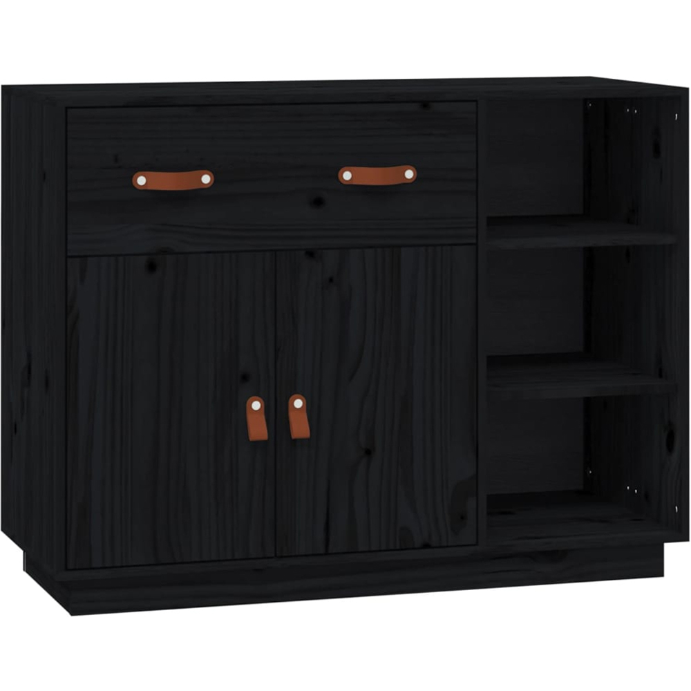 vidaXL 2 Door Single Drawer 3 Shelf Black Wooden Sideboard Image 2
