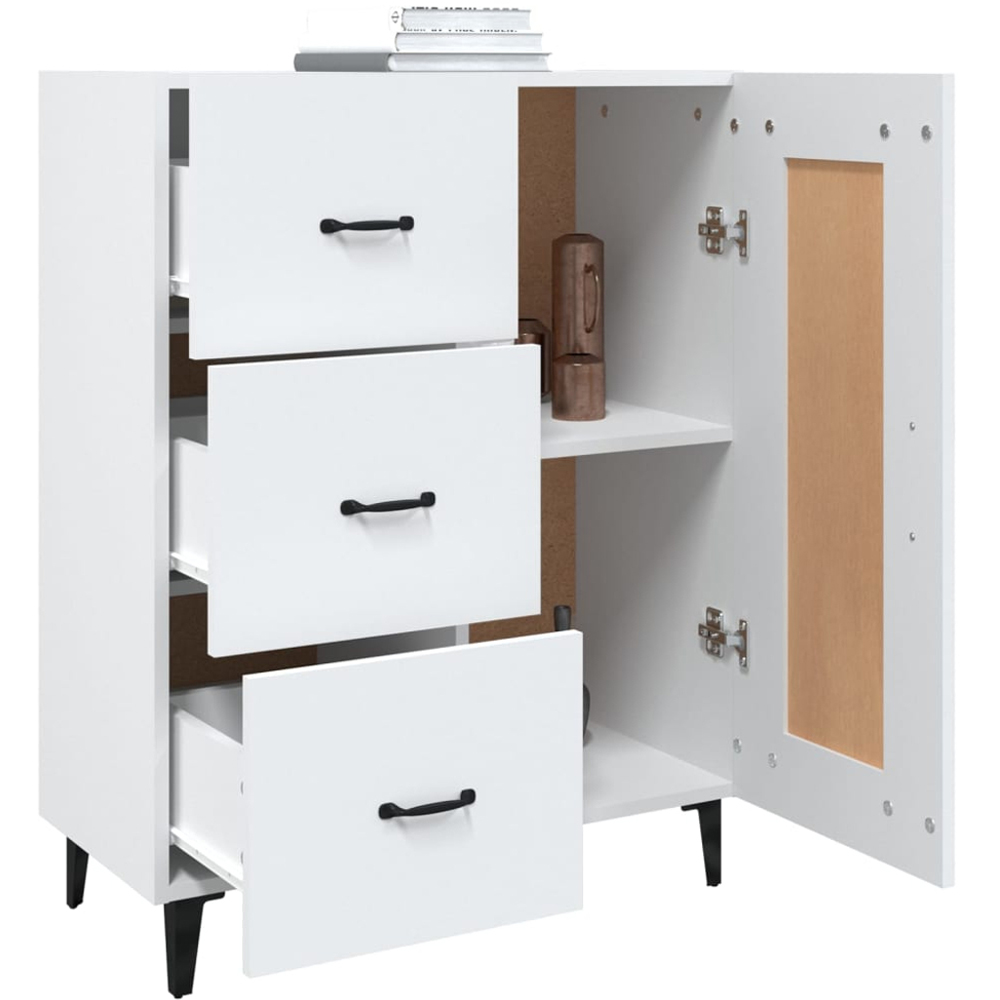 vidaXL Single Door 3 Drawer White Sideboard Image 5