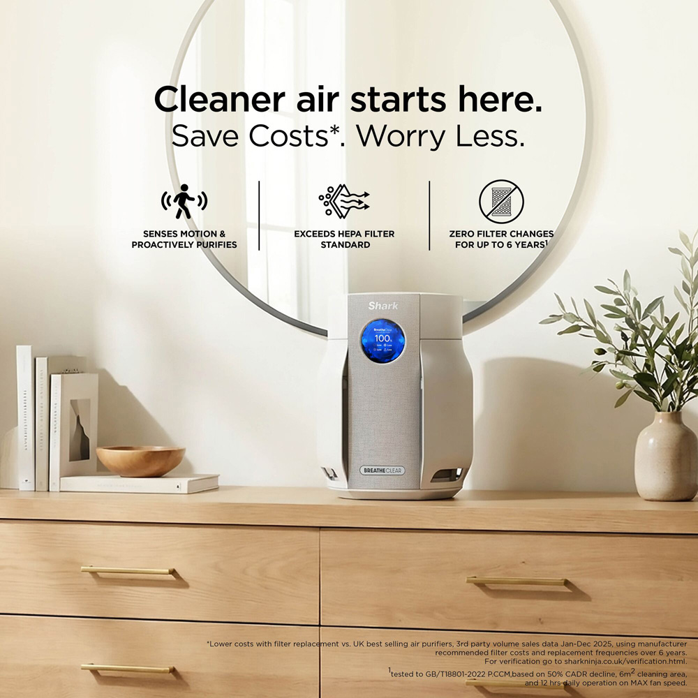 Shark BreatheClear HP062UK Dove Compact Air Purifier with NeverChange6 20W Image 4