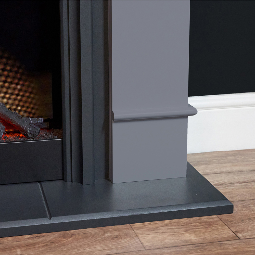 Adam Chesterfield Grey and Charcoal Grey Electric Fireplace Suite 44 inch Image 5