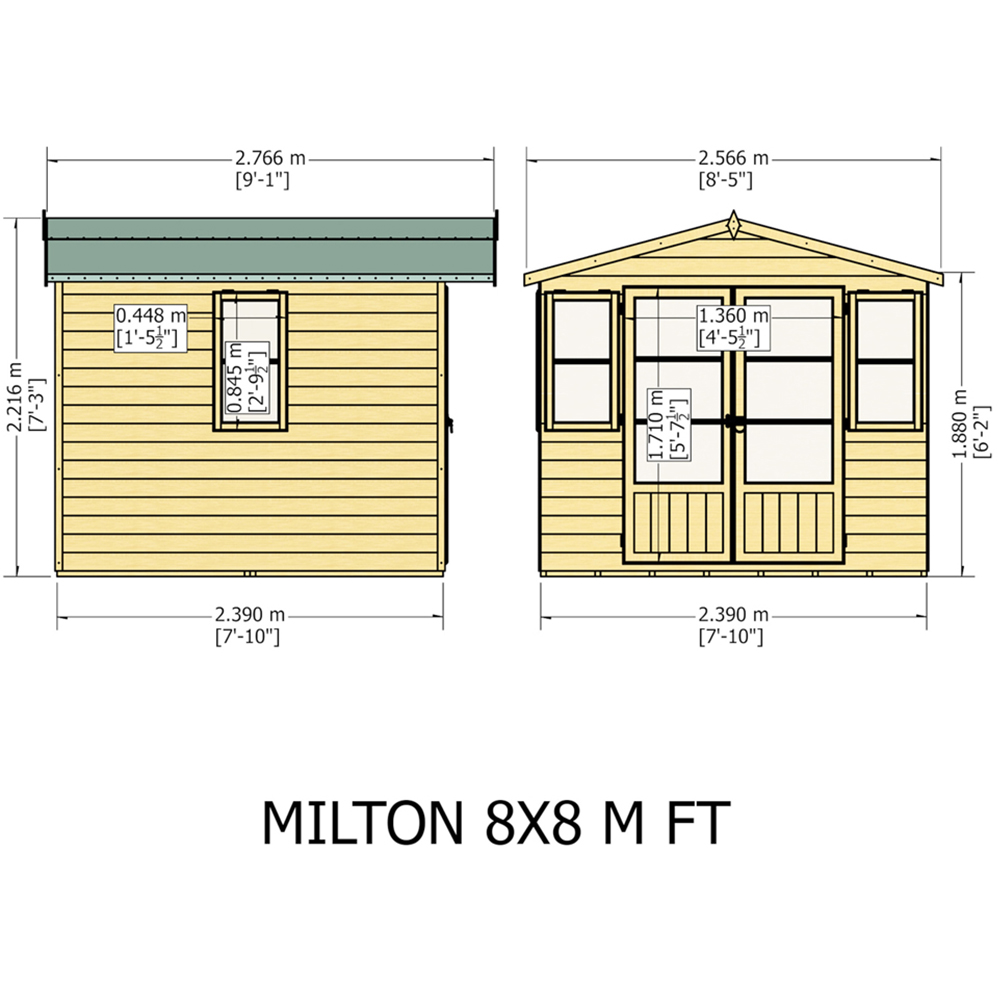 Shire Milton 8 x 8ft Double Door Shiplap Apex Summerhouse Image 6