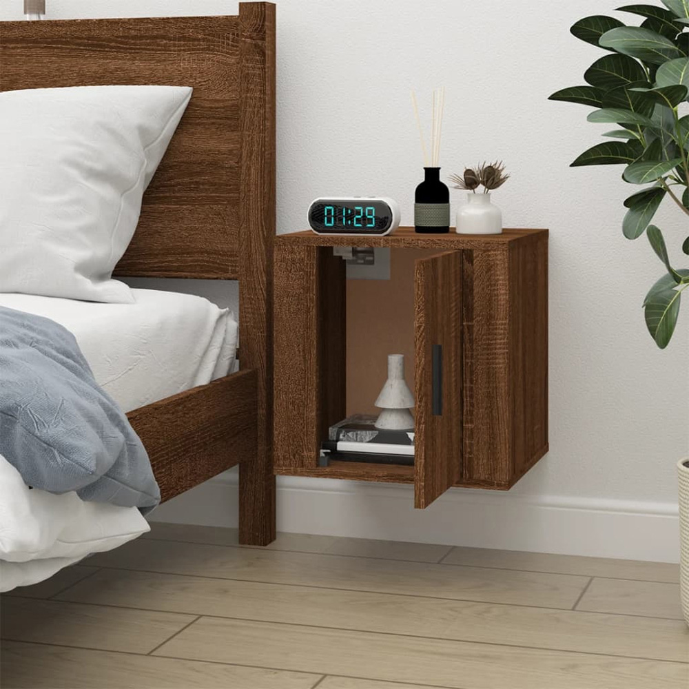 vidaXL Single Door Brown Oak Wall Mounted Cabinet Image 9
