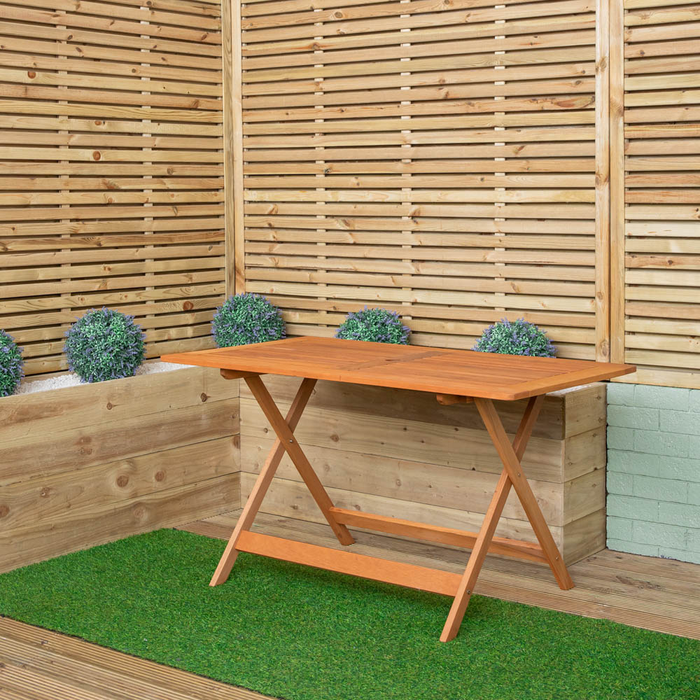 Samuel Alexander 6 Seater Wooden Rectangular Dining Bench Set with Green Parasol and Base Image 4